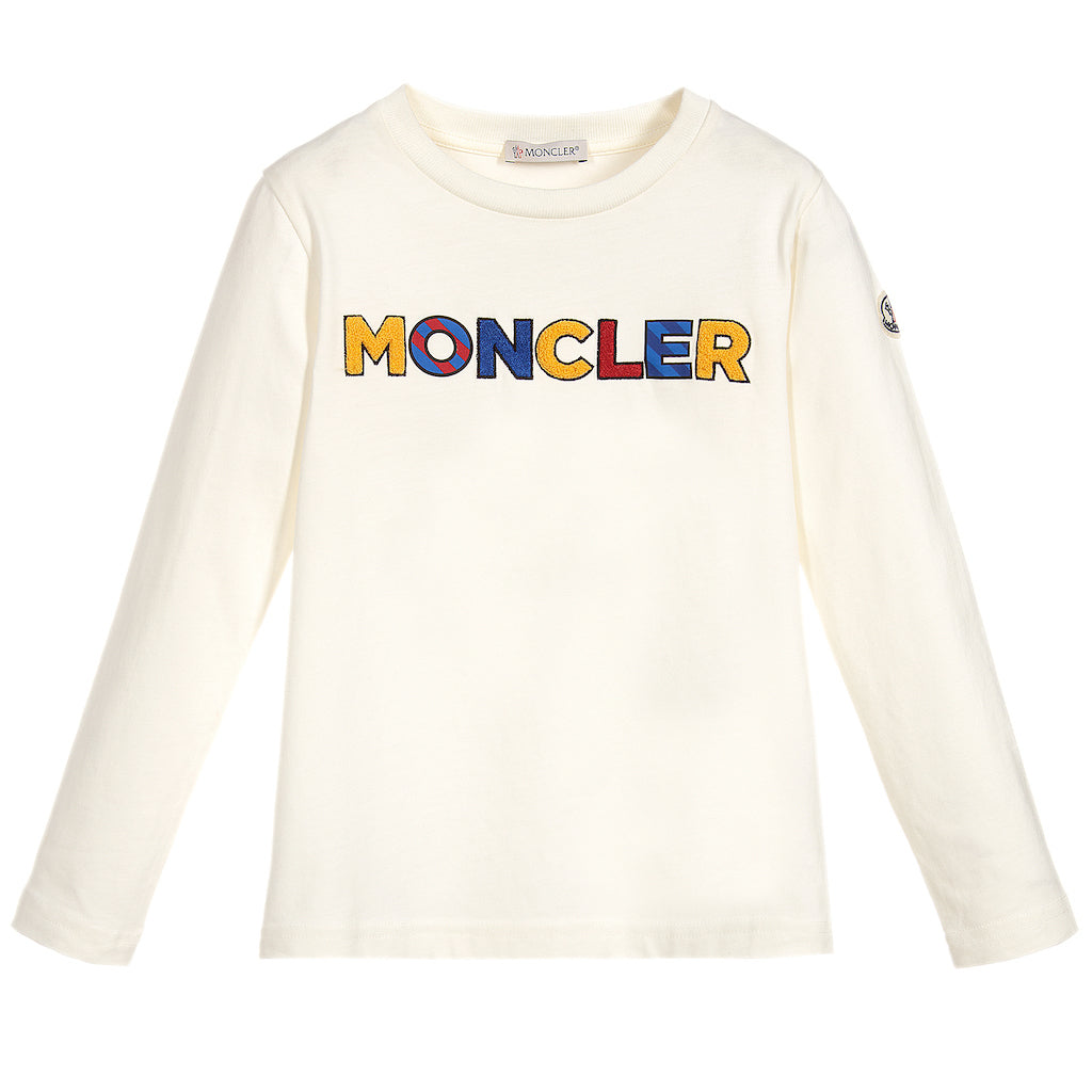 MONCLER 男童白色棉质长袖T恤 8021450-83092-034商品第1张图片规格展示