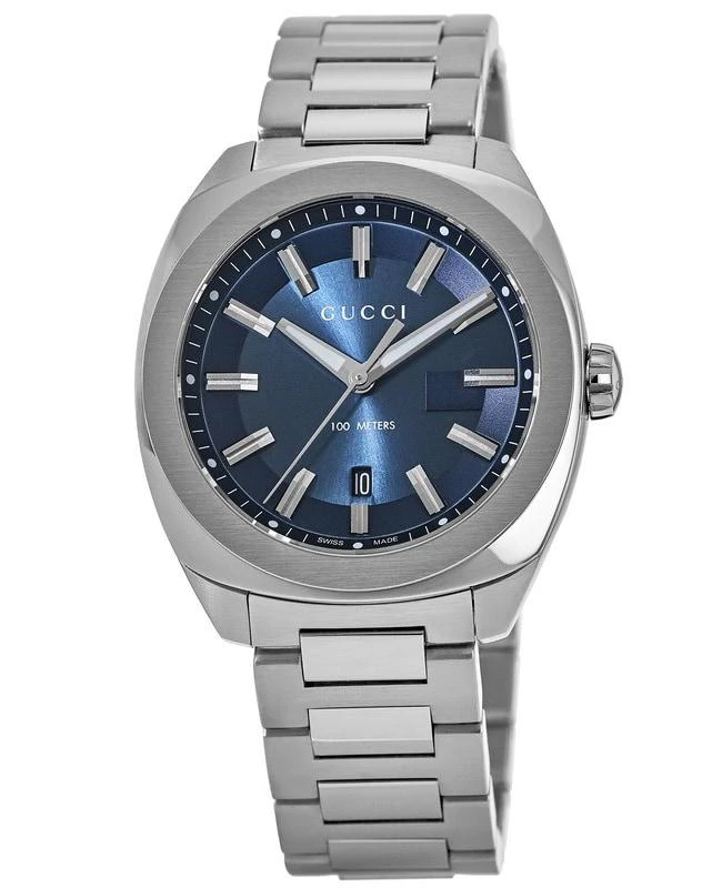 商品Gucci|Gucci GG2570 Blue Dial Stainless Steel Men's Watch YA142303,价格¥6701,第1张图片