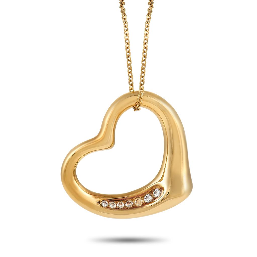 Tiffany & Co. Elsa Peretti 18K Yellow Gold Diamond Heart Necklace商品第1张图片规格展示