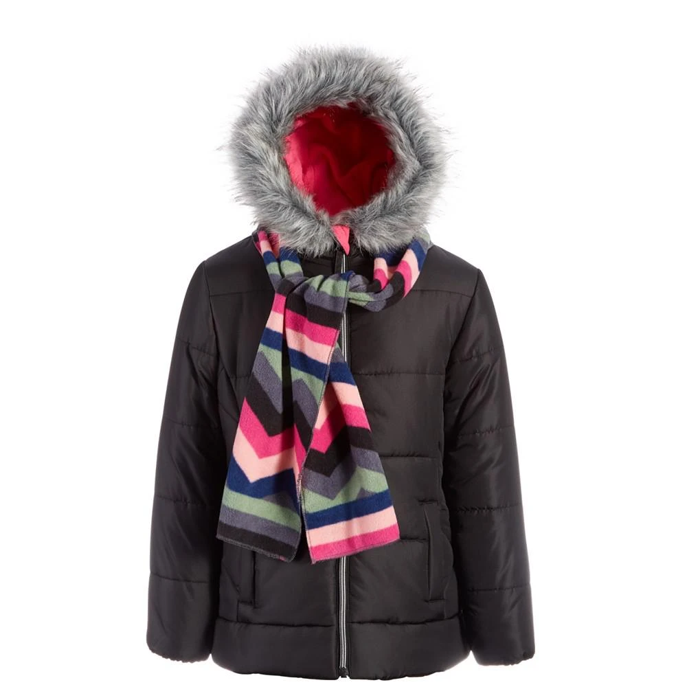 商品S Rothschild & CO|Big Girls Solid Quilted Puffer Jacket and Scarf Set,价格¥193,第1张图片