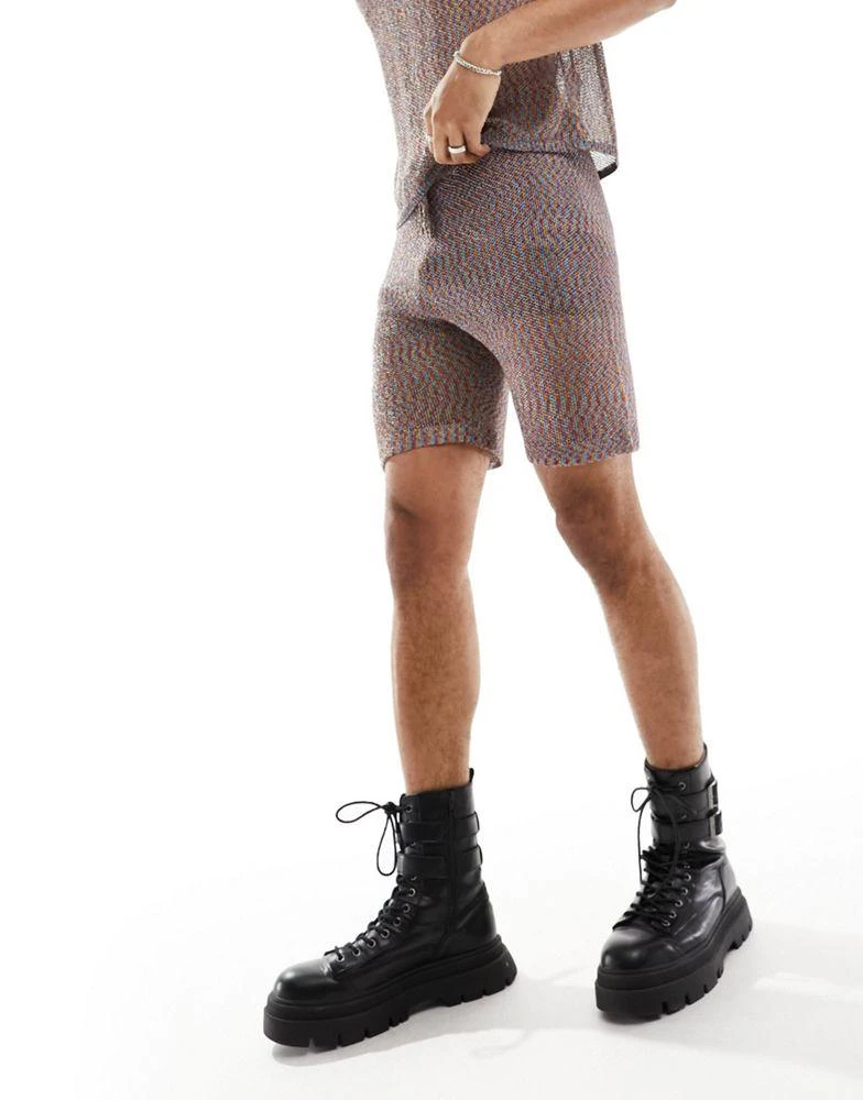 商品ASOS|ASOS DESIGN knitted metallic mesh shorts in multi,价格¥178,第3张图片详细描述