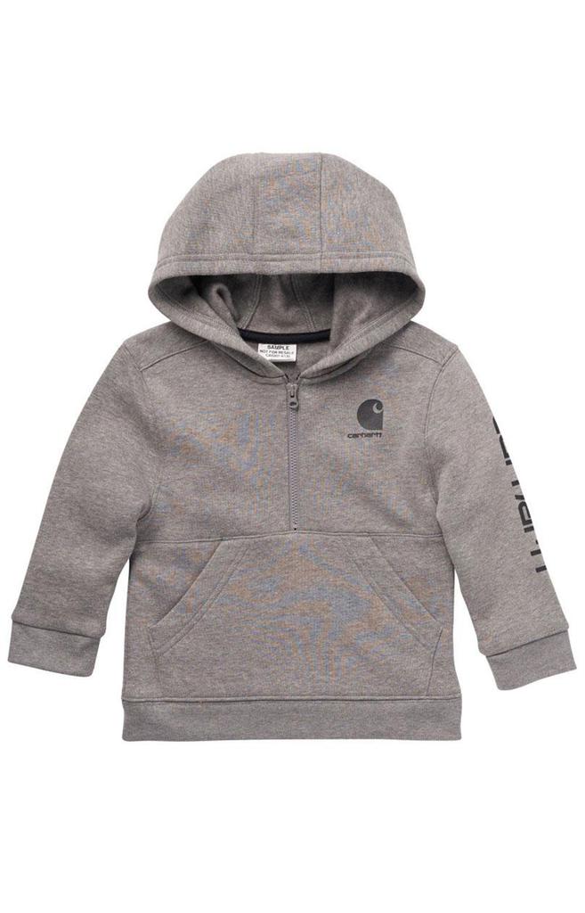 (CA6207) Hooded Half-Zip Sleeve Logo Sweatshirt - Charcoal Grey Heather商品第1张图片规格展示