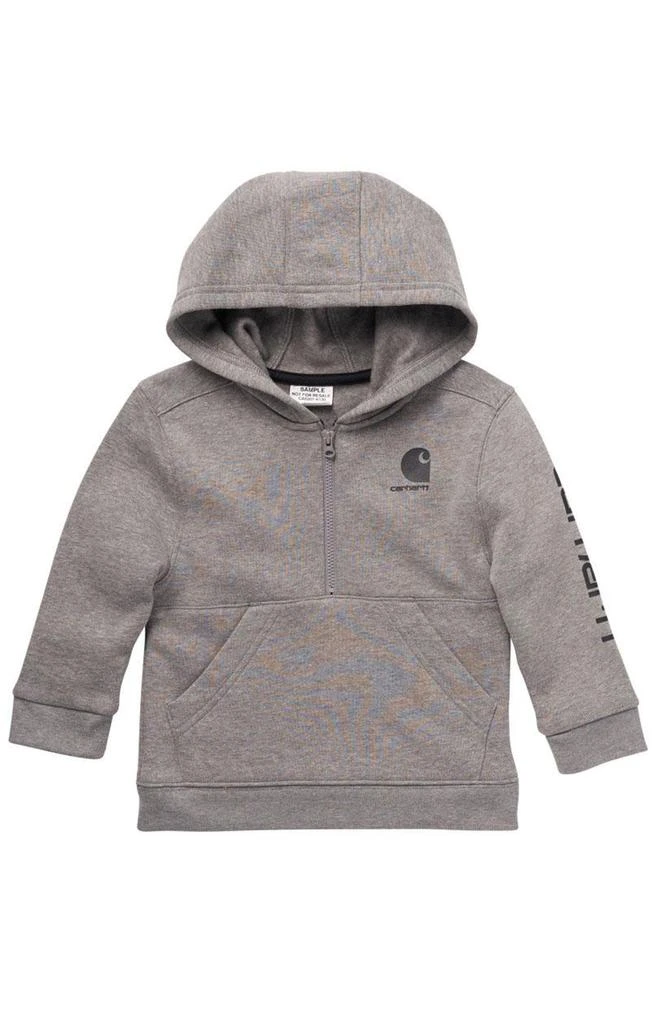 商品Carhartt|(CA6207) Hooded Half-Zip Sleeve Logo Sweatshirt - Charcoal Grey Heather ,价格¥130,第1张图片