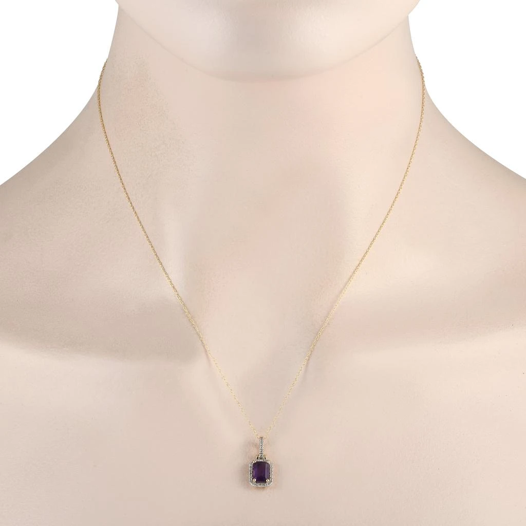 商品LB Exclusive|14K Yellow Gold 0.12ct Diamond and Amethyst Pendant Necklace PD4-15501YAM,价格¥2356,第2张图片详细描述