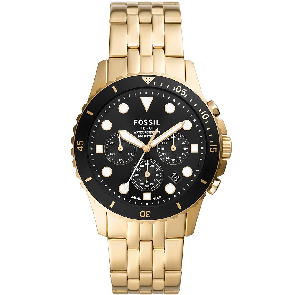 Men's FB-01 chronograph movement, gold tone bracelet watch 42mm商品第1张图片规格展示