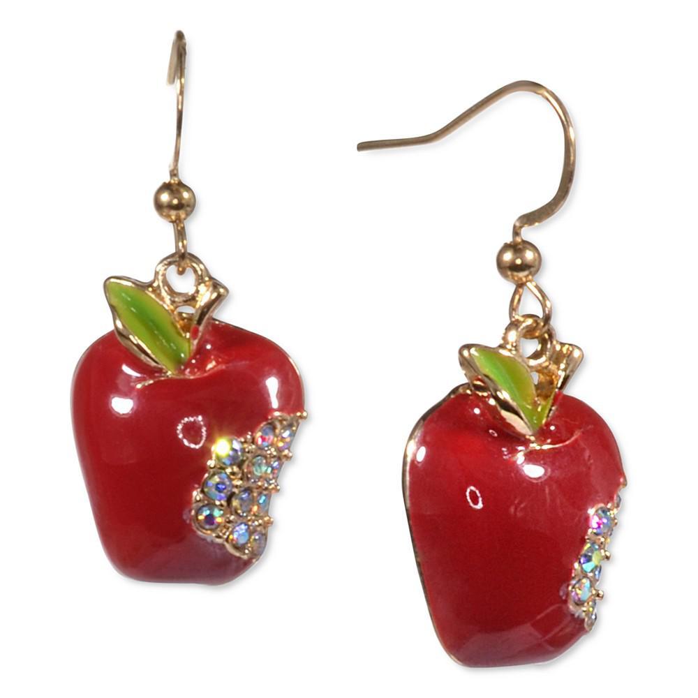 商品Charter Club|Gold-Tone Crystal Apple Drop Earrings, Created for Macy's,价格¥44,第1张图片