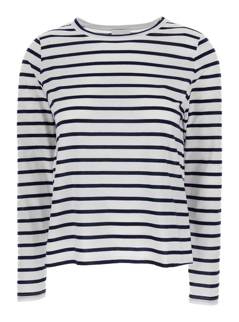 商品Allude|White Striped Long Sleeve T-Shirt in Cotton Woman,价格¥863,第1张图片