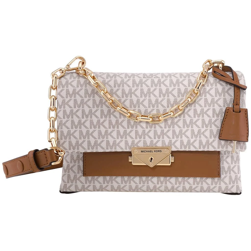 商品Michael Kors|Michael Kors Ladies Signature Logo Cece Medium Shoulder Bag - Vanilla/Acorn,价格¥1202,第2张图片详细描述