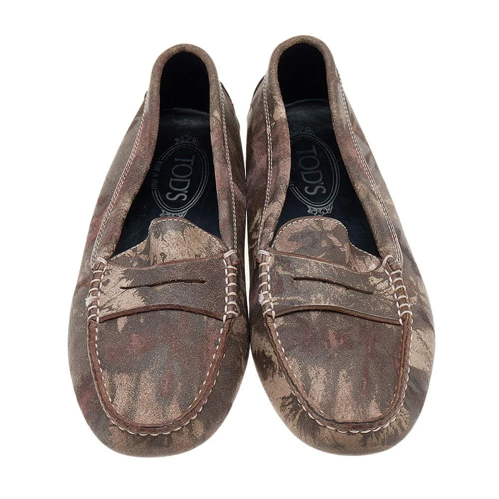 商品[二手商品] Tod's|Tod's Brown Printed Suede Slip On Loafers Size 39,价格¥1848,第3张图片详细描述