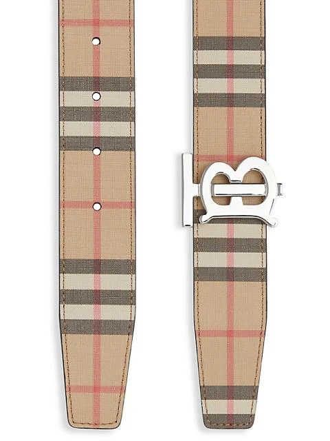 商品Burberry|TB Reversible Leather &amp; Vintage Check Belt,价格¥4126,第2张图片详细描述