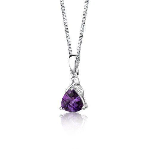 商品Peora|Amethyst Pendant Necklace Sterling Silver Trillion,价格¥385,第2张图片详细描述