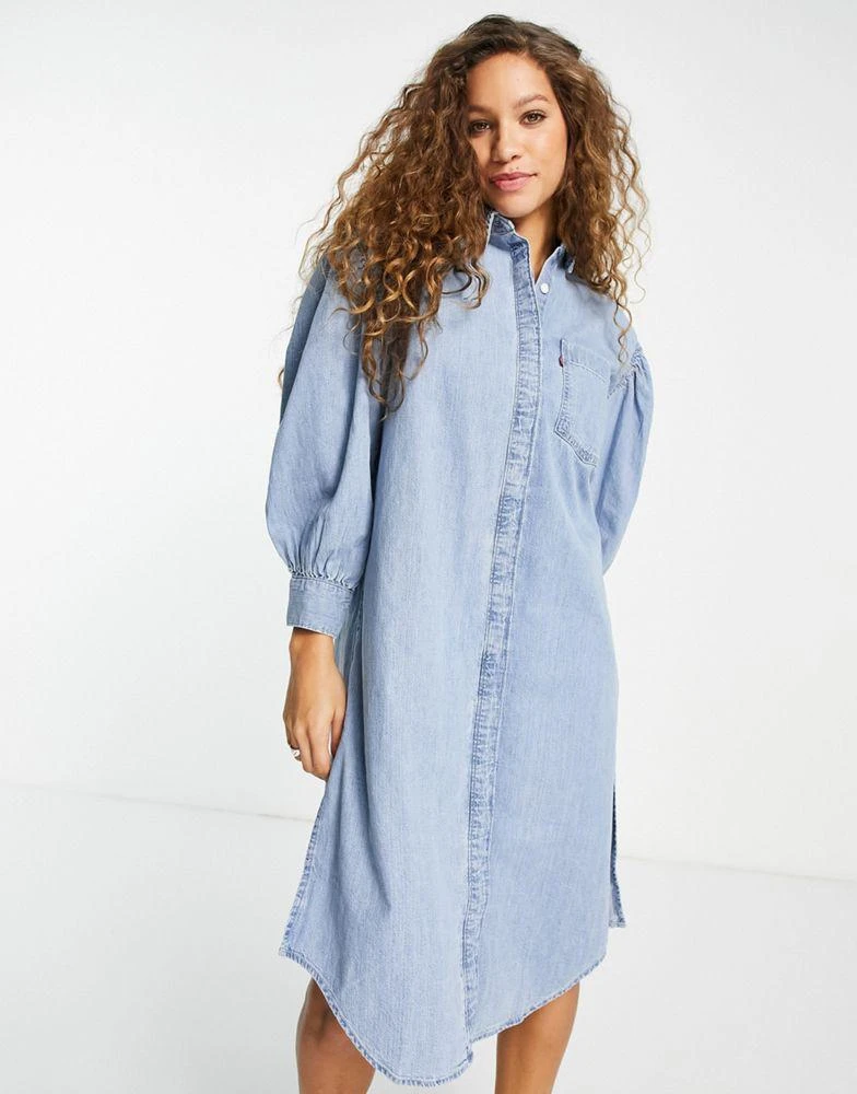 商品Levi's|Levi's osteria shirt dress in light wash blue,价格¥425,第2张图片详细描述