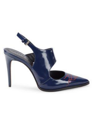 商品Karl Lagerfeld Paris|Logo Leather Slingback Pumps,价格¥375,第1张图片