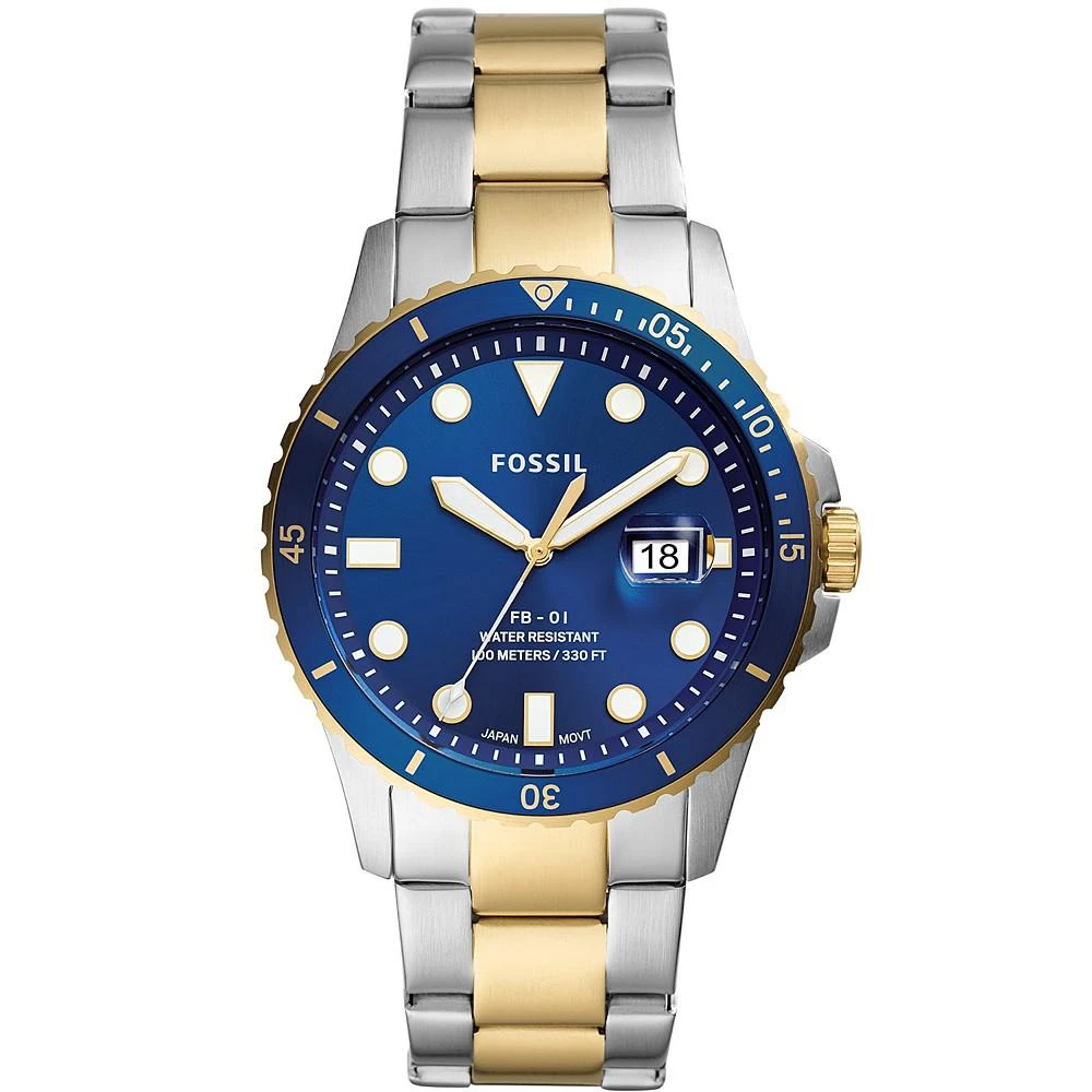 商品Fossil|Men's FB-01 Sport Two-Tone Bracelet Watch 42mm,价格¥973,第1张图片