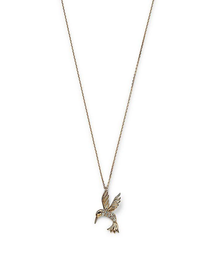 商品Bloomingdale's|Diamond Hummingbird Pendant Necklace in 14K Yellow Gold, 0.09 tcw,价格¥7180,第1张图片详细描述