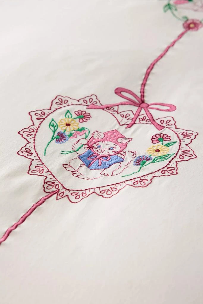 商品Urban Outfitters|Eve Hankies Cat Embroidered Duvet Cover,价格¥479,第3张图片详细描述
