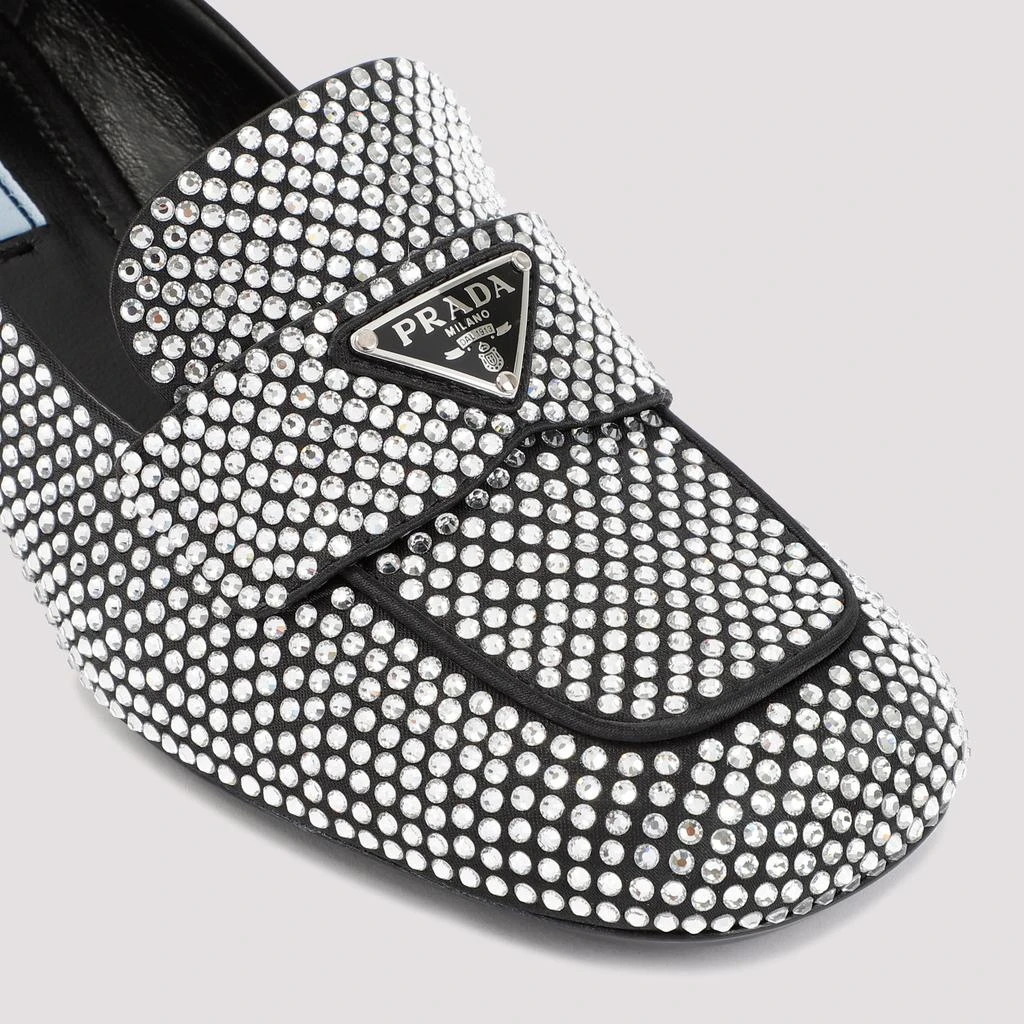 商品Prada|PRADA  CRYSTAL-EMBELLISHED LEATHER LOAFERS SHOES,价格¥8501,第4张图片详细描述