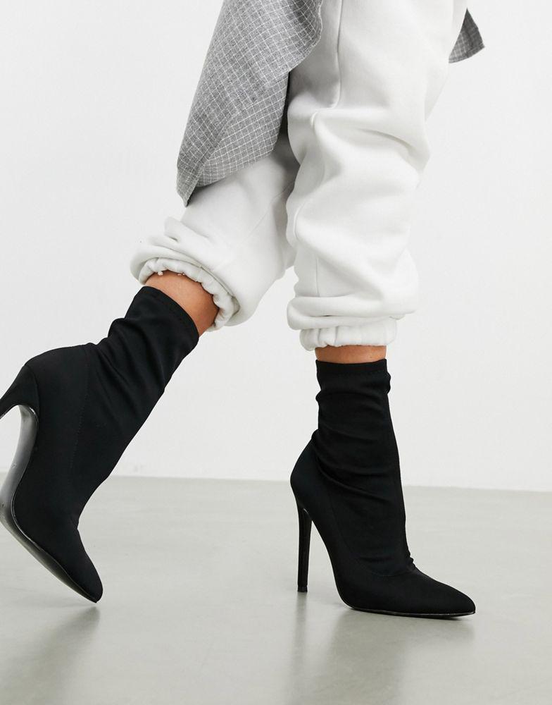 商品ASOS|ASOS DESIGN Esmerelda high heeled sock boots in black,价格¥213,第5张图片详细描述