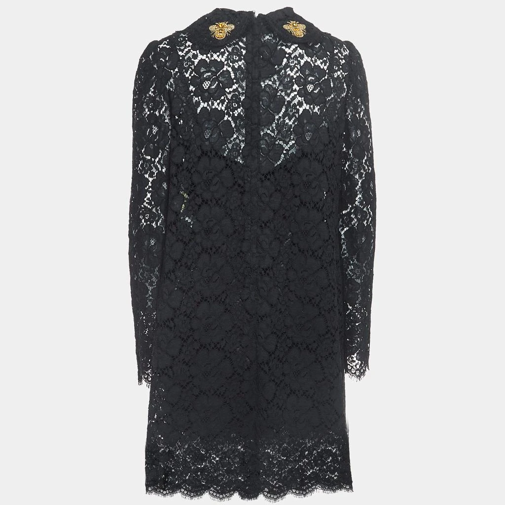 商品Dolce & Gabbana|Dolce & Gabbana Black Floral Lace Bee Embellished Detail Mini Dress L,价格¥7930,第2张图片详细描述