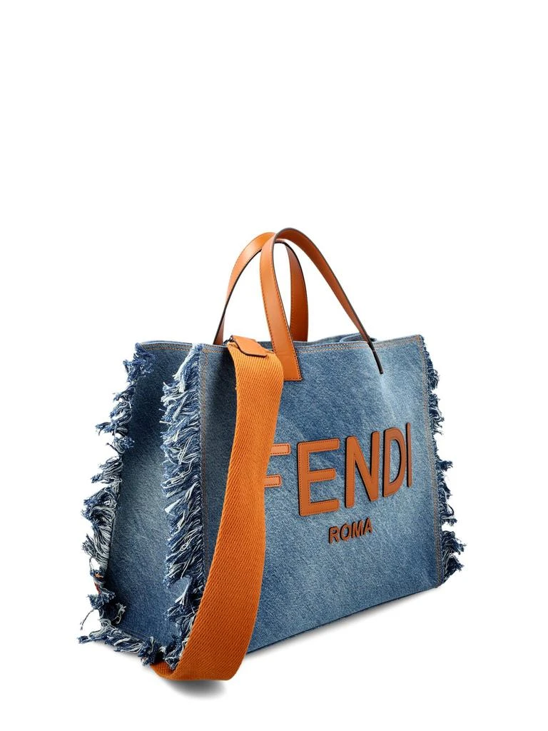 商品Fendi|Fendi Logo Patch Fringed Denim Tote Bag,价格¥15517,第3张图片详细描述