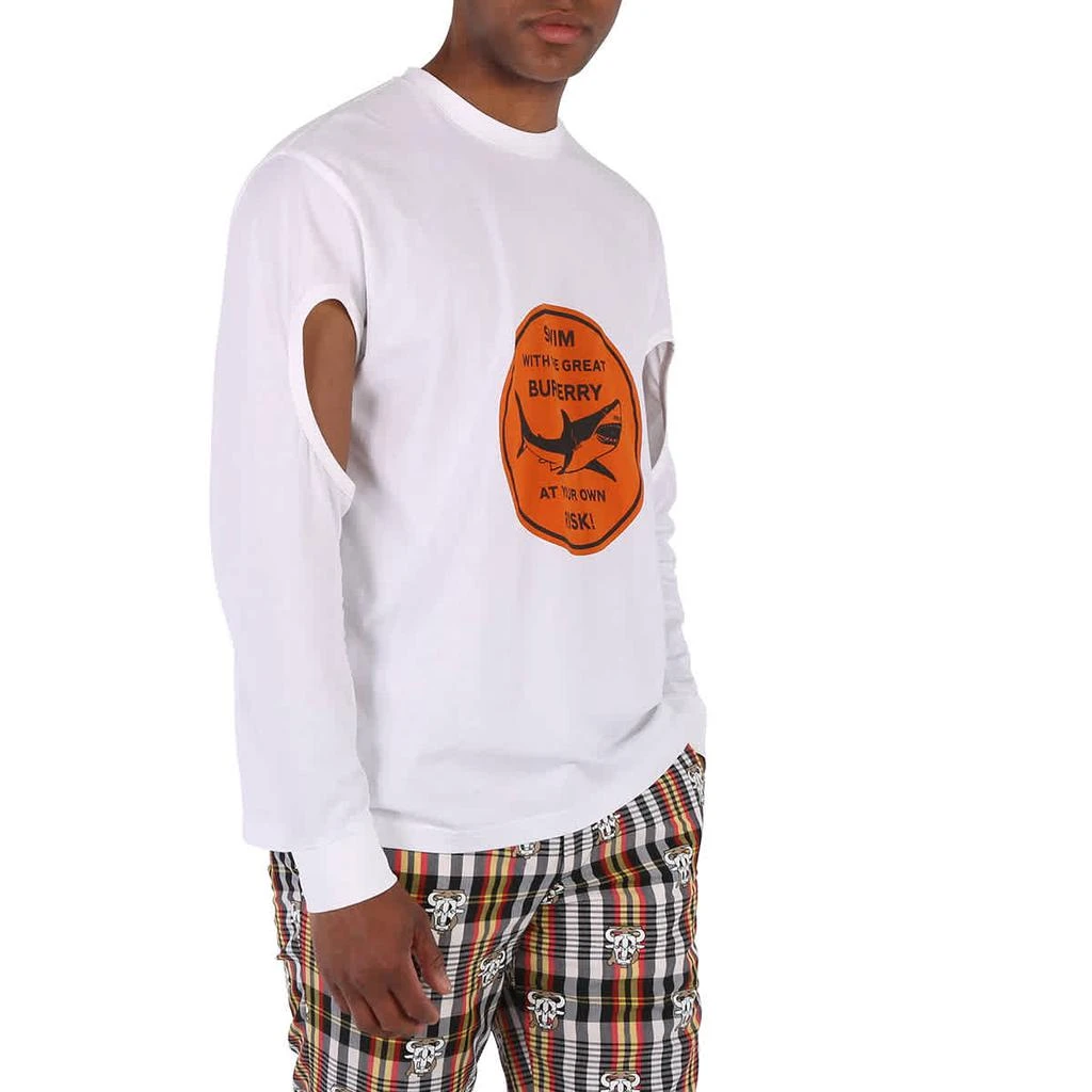 商品Burberry|Men's White Shark Print Cotton Long Sleeve T-Shirt,价格¥947,第2张图片详细描述
