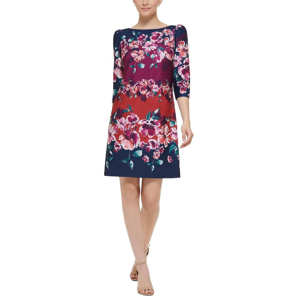 商品Jessica Simpson|Jessica Howard Womens Petites Floral Print Knee Shift Dress,价格¥217,第1张图片