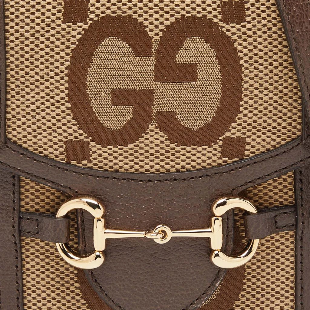 商品Gucci|Gucci Beige Jumbo GG Canvas and Leather Horsebit 1955 Crossbody Bag,价格¥8232,第5张图片详细描述
