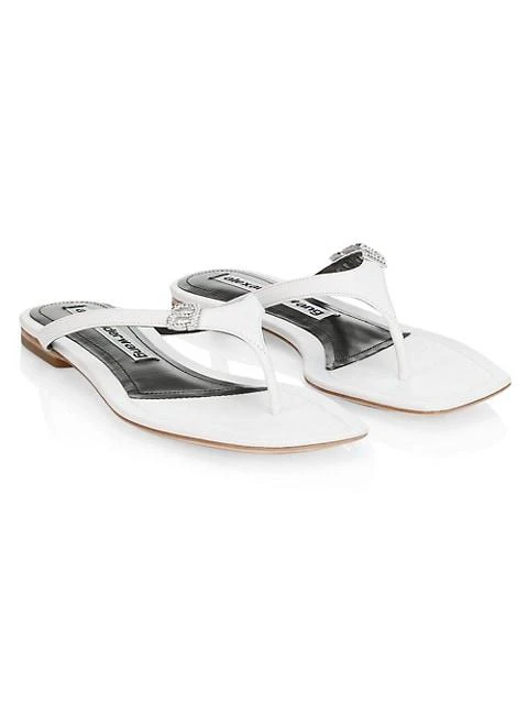商品Alexander Wang|Ivy Rhinestone Logo Leather Thong Sandals,价格¥1395,第2张图片详细描述