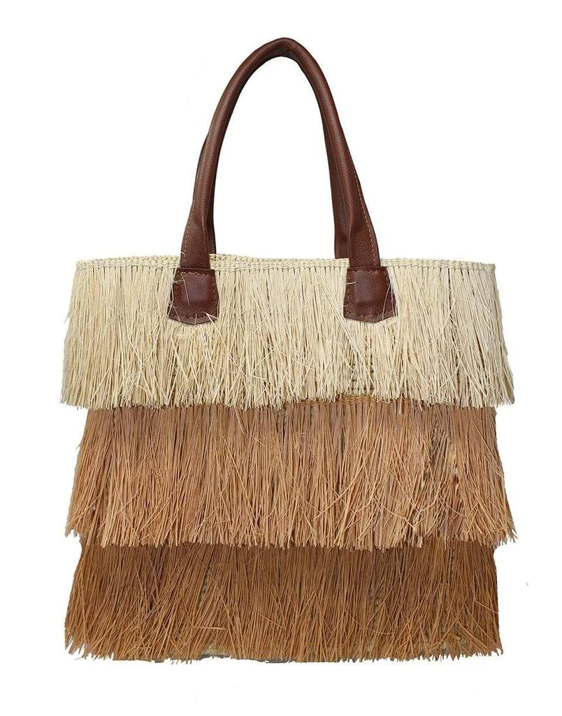 商品Sensi Studio|3 Tones Frayed Straw Tote - Natural,价格¥4760,第1张图片