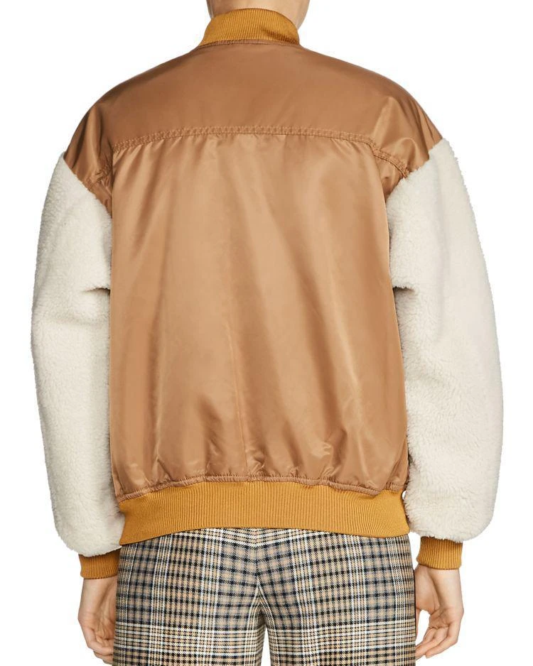 商品Maje|Boston Shearling-Sleeve Bomber Jacket,价格¥4053,第2张图片详细描述