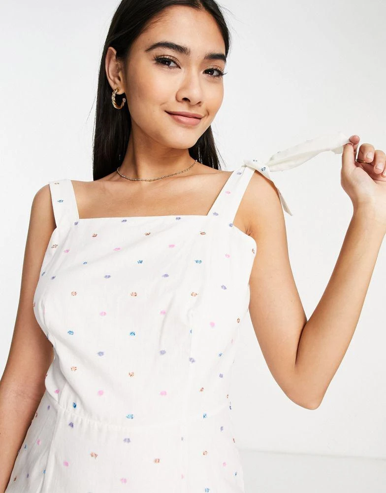 商品Never Fully Dressed|Never Fully Dressed Mia rainbow stitch shirred midi dress in white,价格¥342,第3张图片详细描述