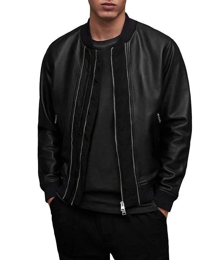 商品ALL SAINTS|Valk Leather Removable Hood Full Zip Bomber Jacket ,价格¥3448,第1张图片