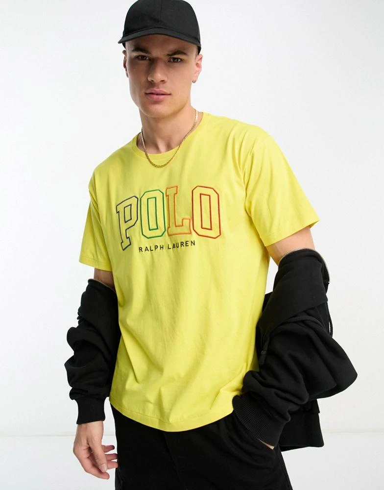 商品Ralph Lauren|Polo Ralph Lauren multi logo oversized fit t-shirt in yellow,价格¥883,第4张图片详细描述