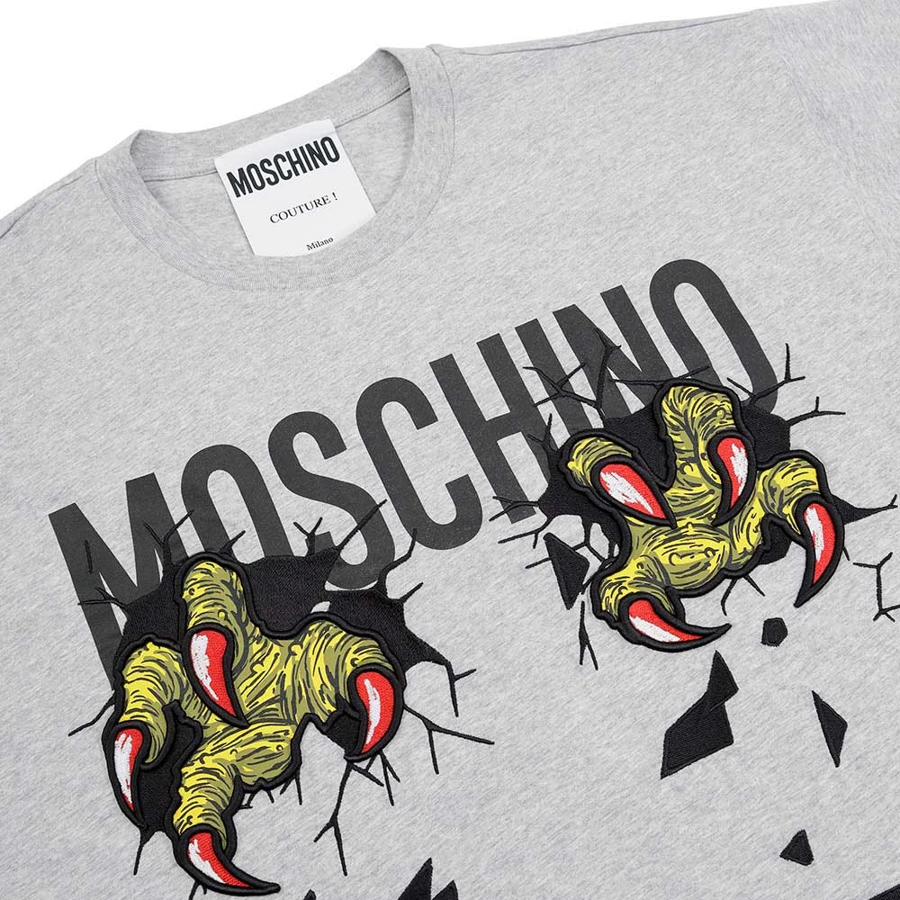 MOSCHINO 女士灰色印花圆领短袖T恤 EA0719-0540-1485 商品