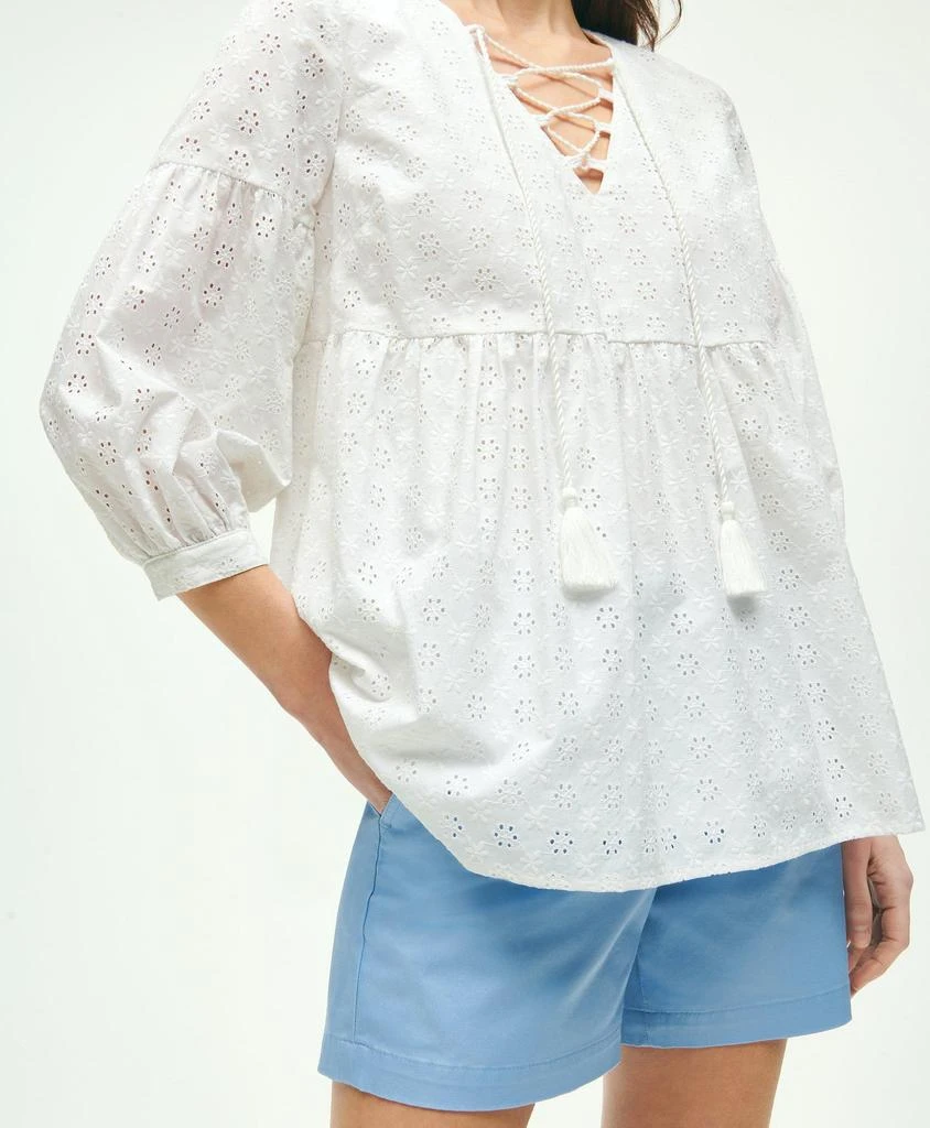 商品Brooks Brothers|Eyelet Tie Neck Blouse,价格¥207,第5张图片详细描述