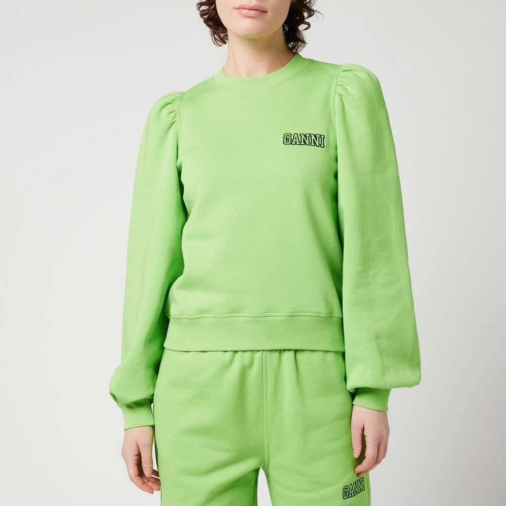 商品Ganni|Ganni Women's Isoli Sweatshirt With Puff Sleeve - Flash Green,价格¥465,第1张图片