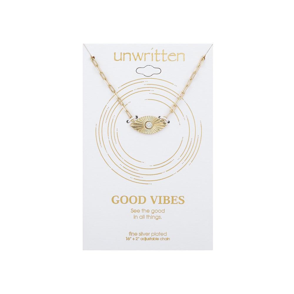 商品Unwritten|Gold Flash-Plated Diamond Cut Evil Eye Pendant Link Necklace, 16+2" Extender,价格¥287,第4张图片详细描述