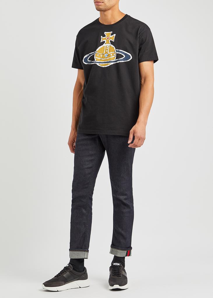 Black orb-print cotton T-shirt商品第4张图片规格展示