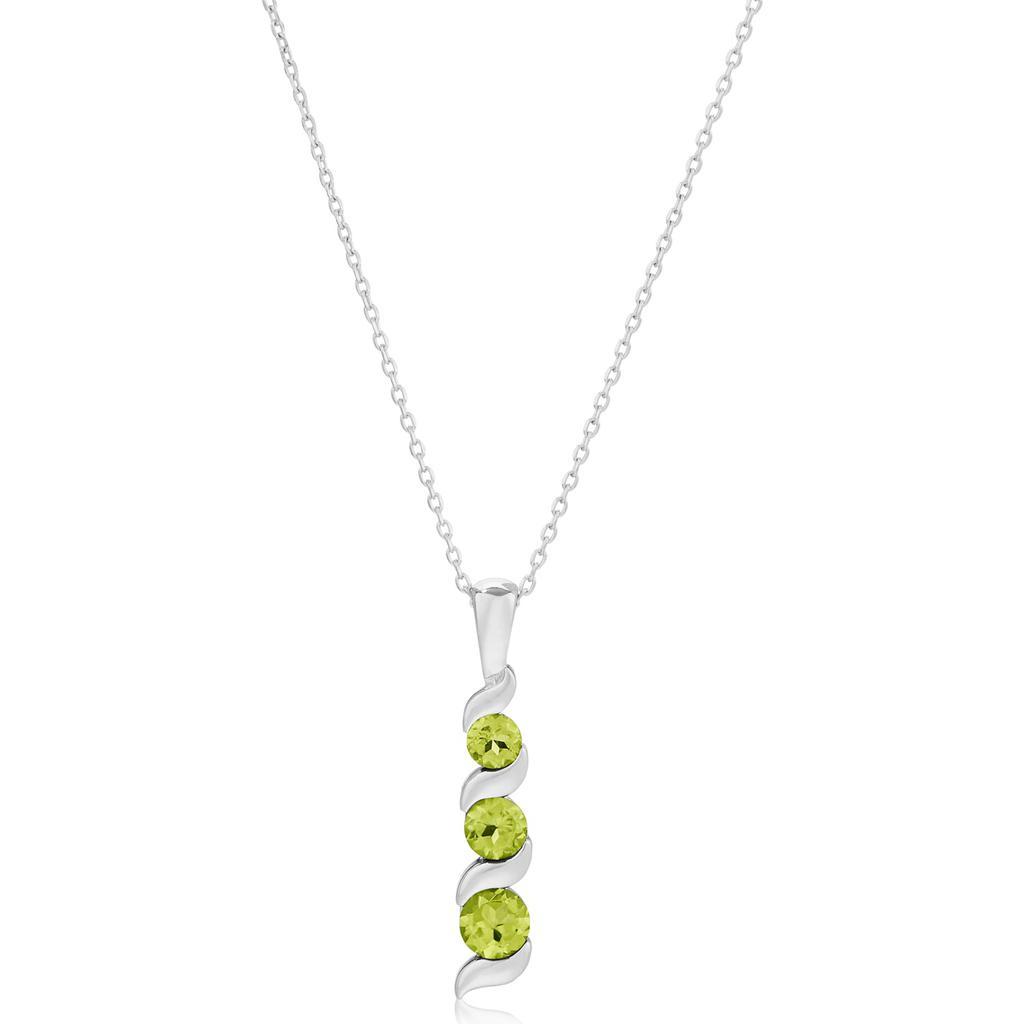 商品MAX + STONE|14K White Gold 3-Stone Round Gemstone Journey Pendant Necklace with Cable Chain,价格¥1196,第7张图片详细描述