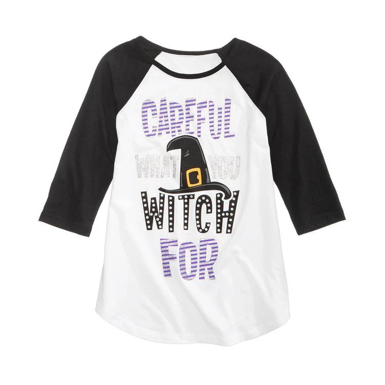 商品Evy of California|Careful What You Wish For Glitter Raglan T-Shirt, Big Girls (7-16),价格¥28,第2张图片详细描述