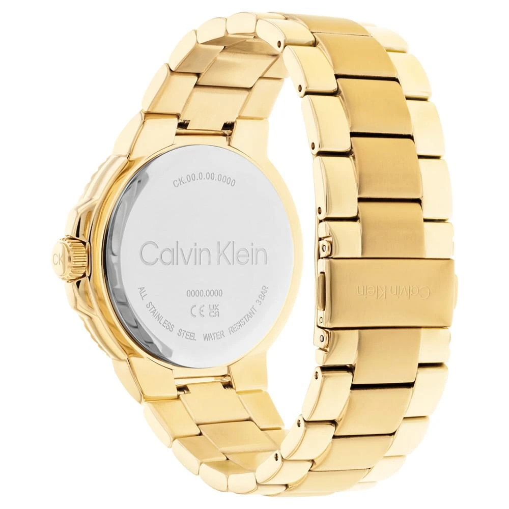 商品Calvin Klein|Men's Gold-Tone Stainless Steel Bracelet Watch 44mm,价格¥973,第3张图片详细描述