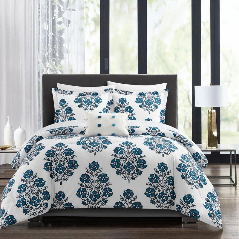 商品Chic Home Design|Riley 8 Piece Comforter Set Large Scale Floral Medallion Print Design Bed In A Bag Bedding KING,价格¥905,第1张图片