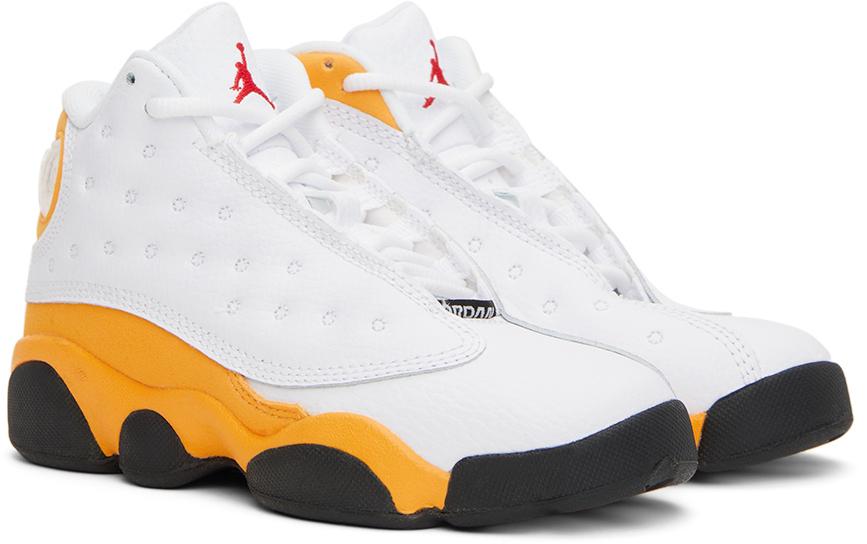 Kids White & Orange Jordan 13 Retro Little Kids Sneakers商品第4张图片规格展示