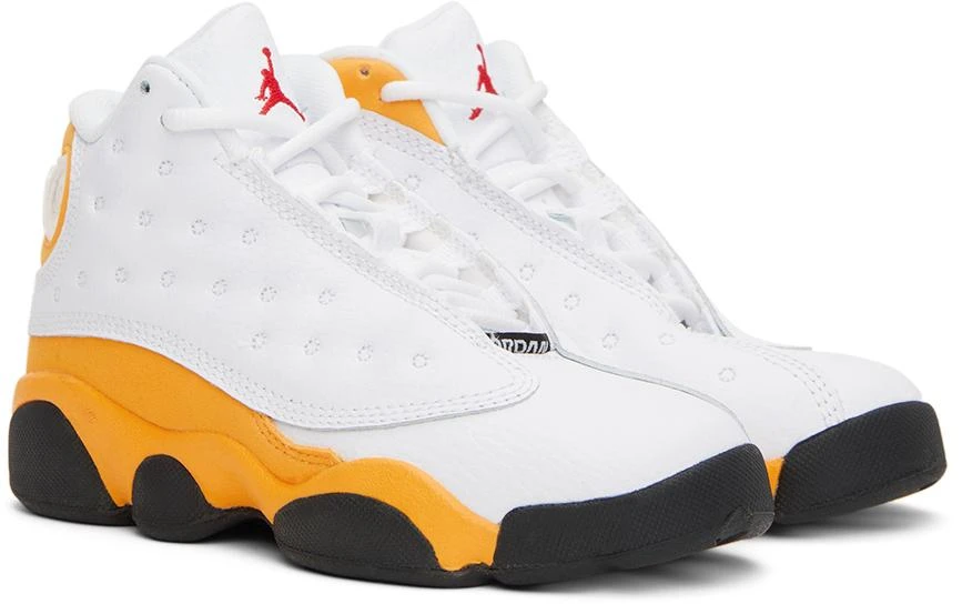 商品Jordan|Kids White & Orange Jordan 13 Retro Little Kids Sneakers,价格¥778,第4张图片详细描述