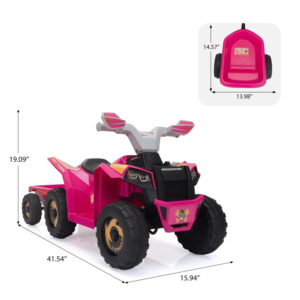 商品Streamdale Furniture|Streamdale Electric ATV for Kids with Trailer Bluetooth,价格¥1932,第3张图片详细描述
