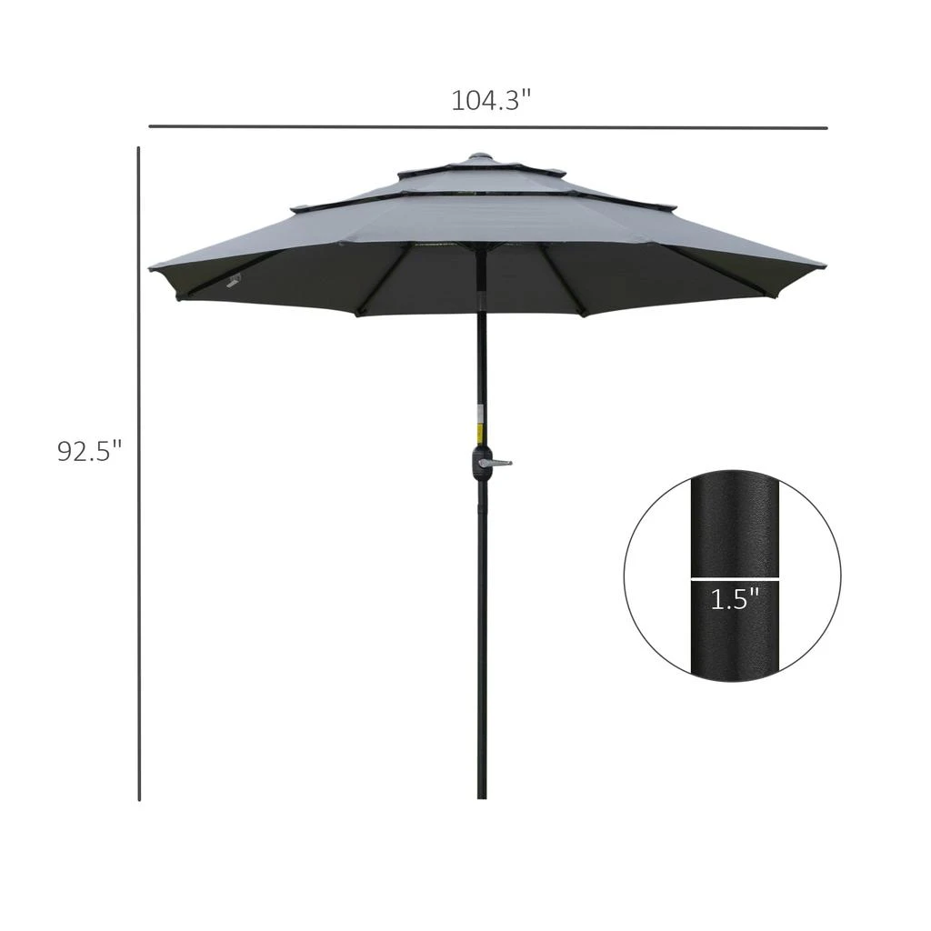 商品Streamdale Furniture|Streamdale 9FT 3 Tiers Patio Umbrella Outdoor Market Umbrella with Crank,价格¥1976,第3张图片详细描述