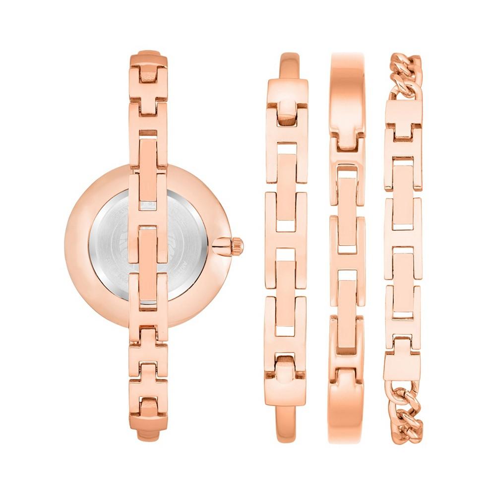 Women's Rose Gold-Tone Alloy Bangle Fashion Watch 37mm Set 4 Pieces商品第3张图片规格展示