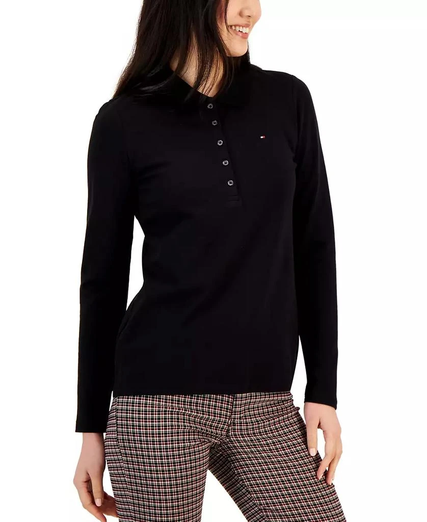 商品Tommy Hilfiger|Women's Logo Long-Sleeve Polo Shirt,价格¥370,第1张图片