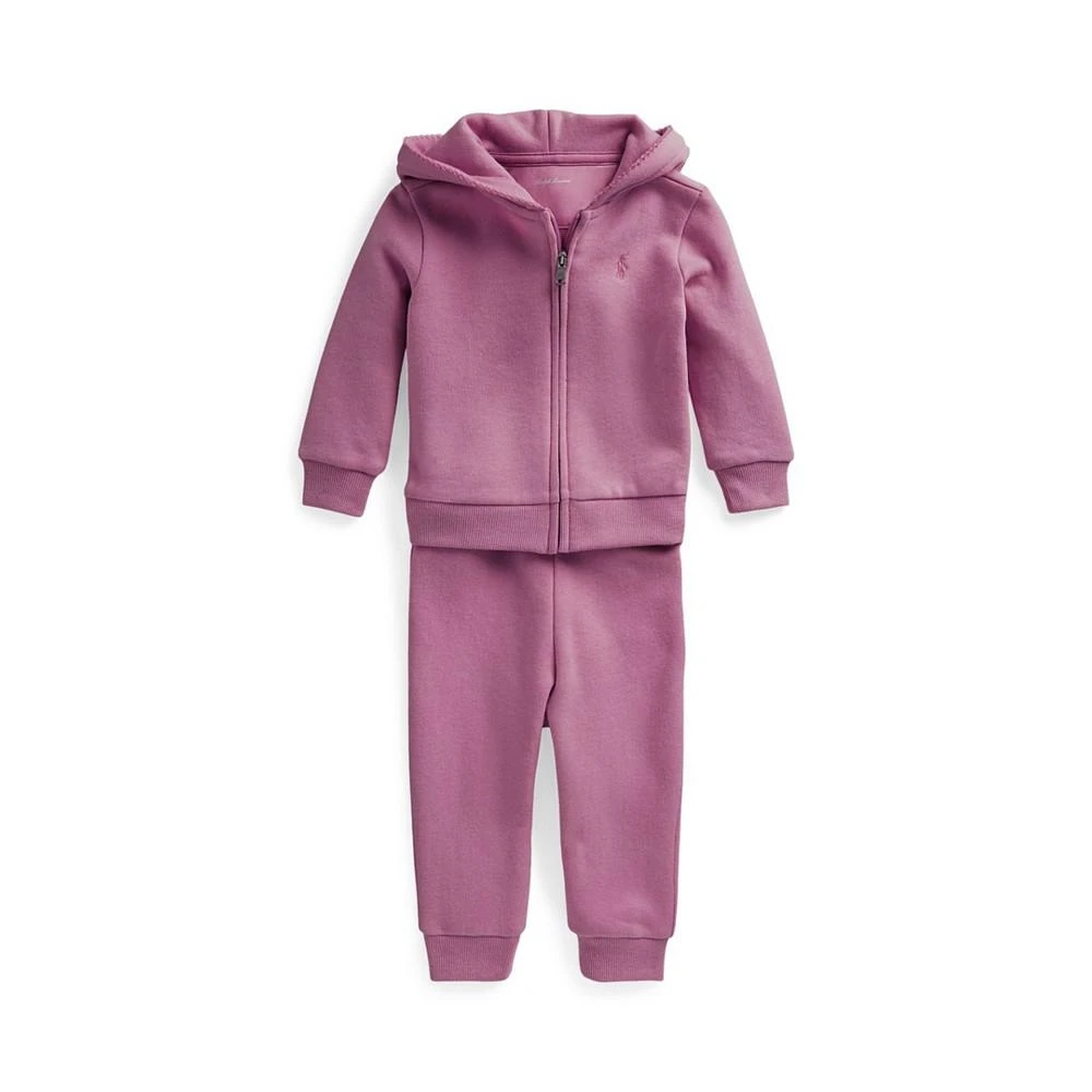商品Ralph Lauren|Baby Girls Fleece Full-Zip Hoodie and Pants Set,价格¥447,第1张图片