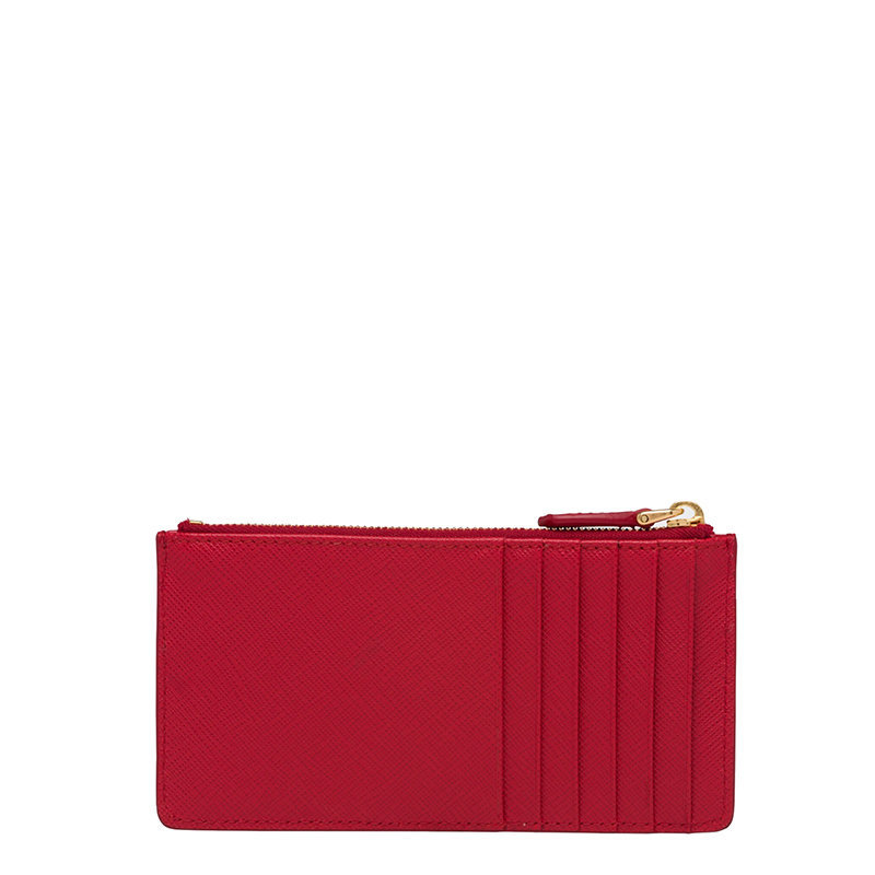 商品Prada|【预售3-7天】PRADA/普拉达 22春夏新款 女士亮红色皮革金标拉链长薄款钱包卡夹1MC054_QWA_F068Z,价格¥3504,第6张图片详细描述